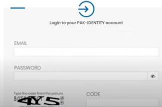 Log in with your registered email and password on Nadra Pak Identity